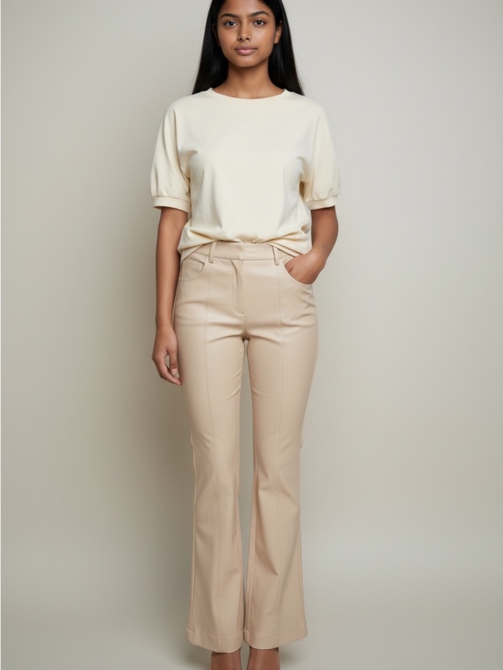 Rachel Zoe Beige-Taupe Flare Trousers